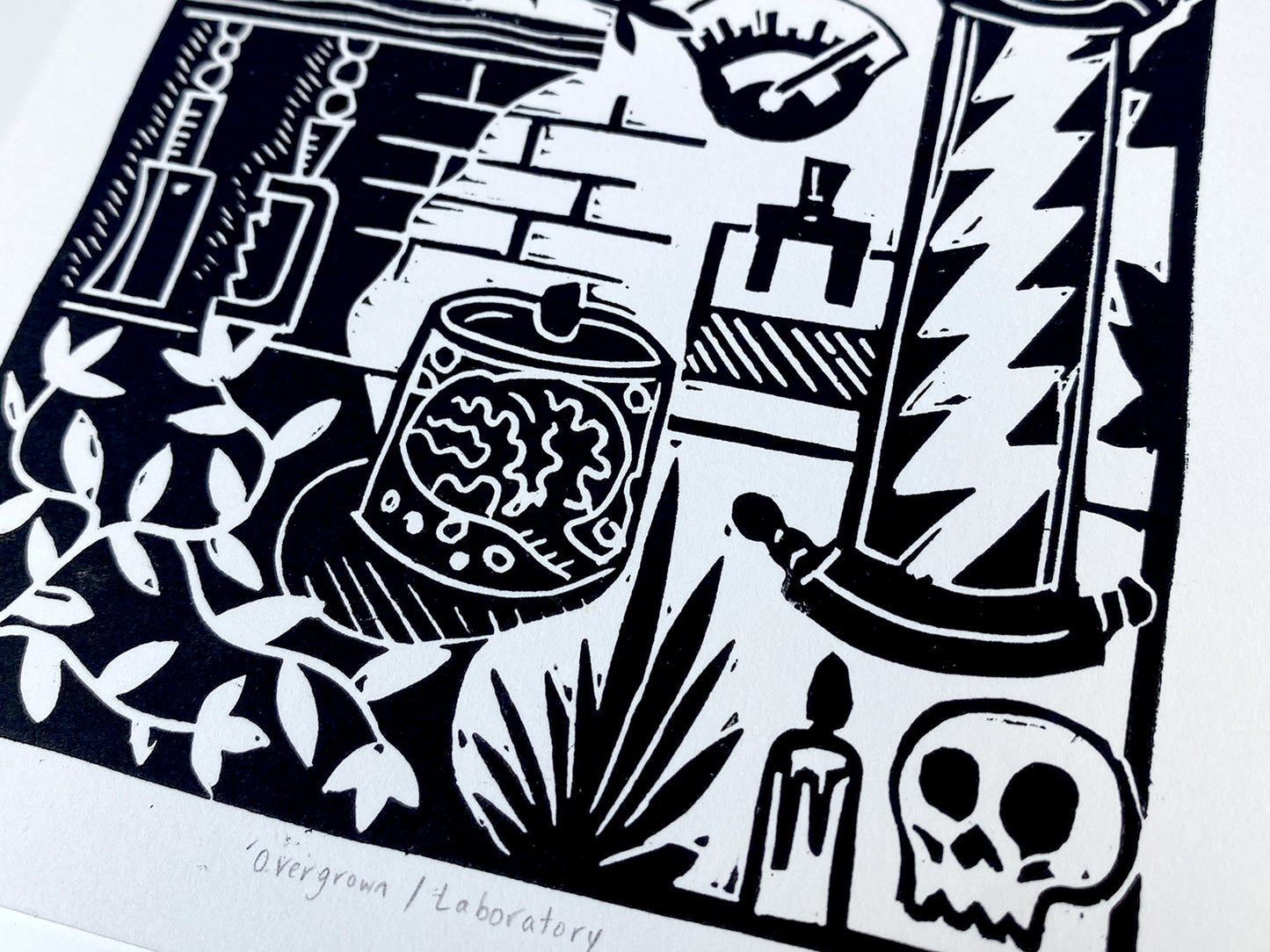 Laboratory - Open Edition - Linocut Print