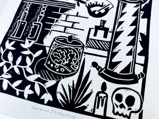 Laboratory - Open Edition - Linocut Print