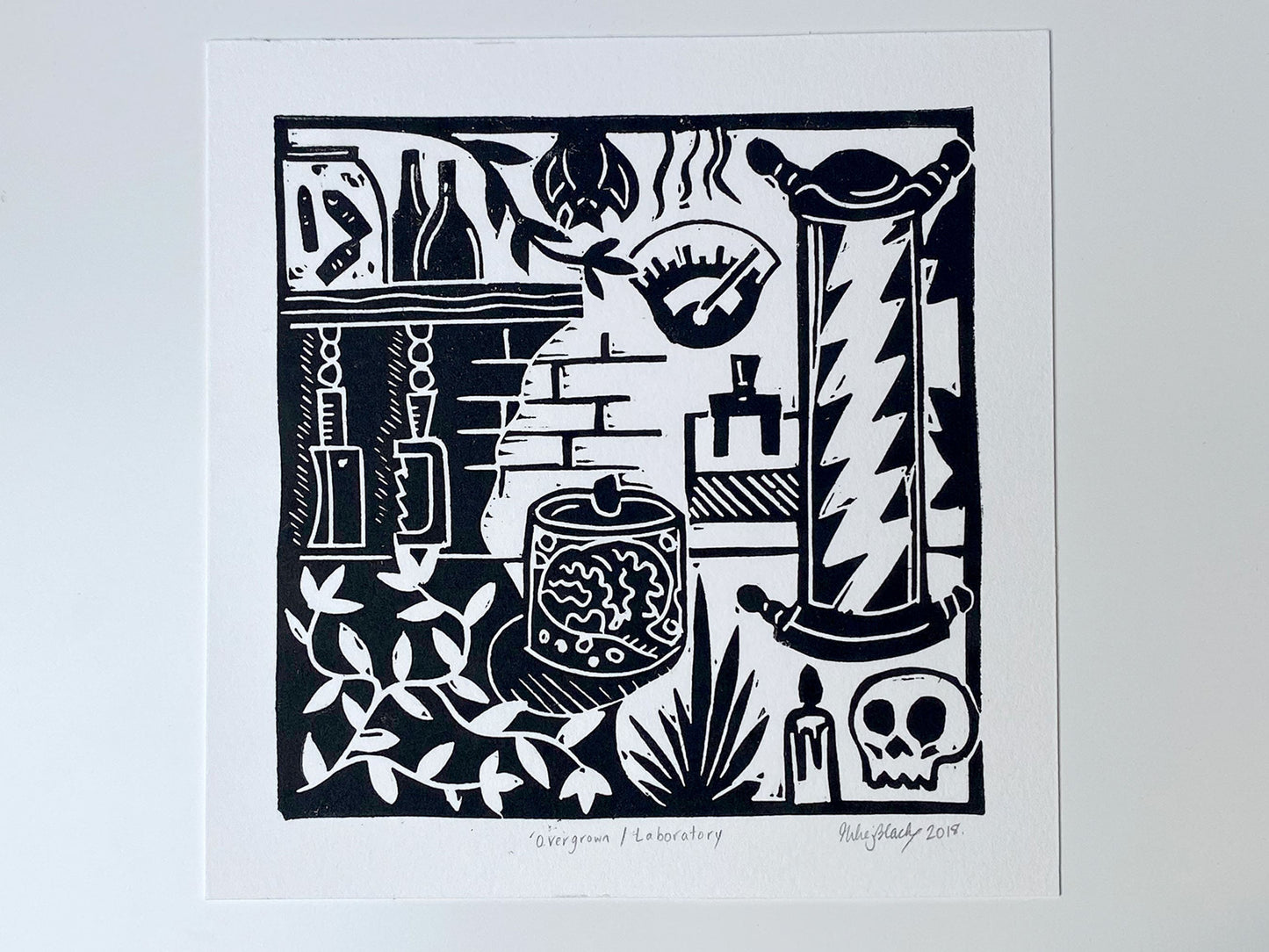 Laboratory - Open Edition - Linocut Print