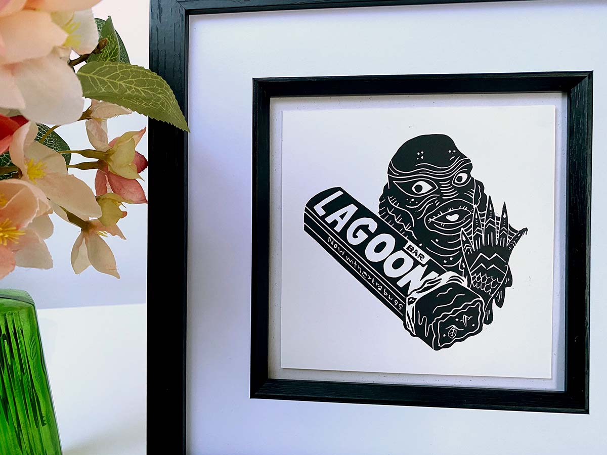 Lagoon Bar - Open Edition - Linocut Print