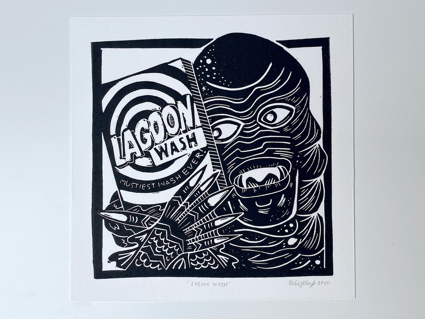 Lagoon Wash - Open Edition - Linocut Print