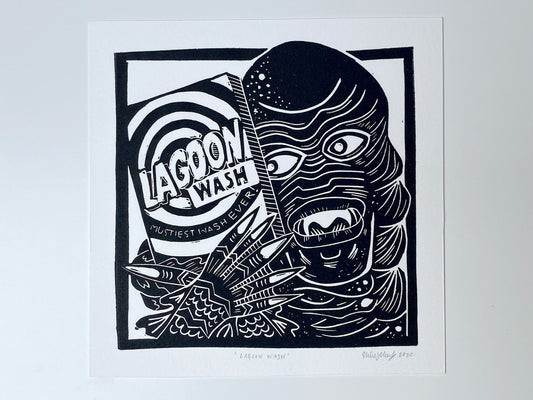 Lagoon Wash - Open Edition - Linocut Print