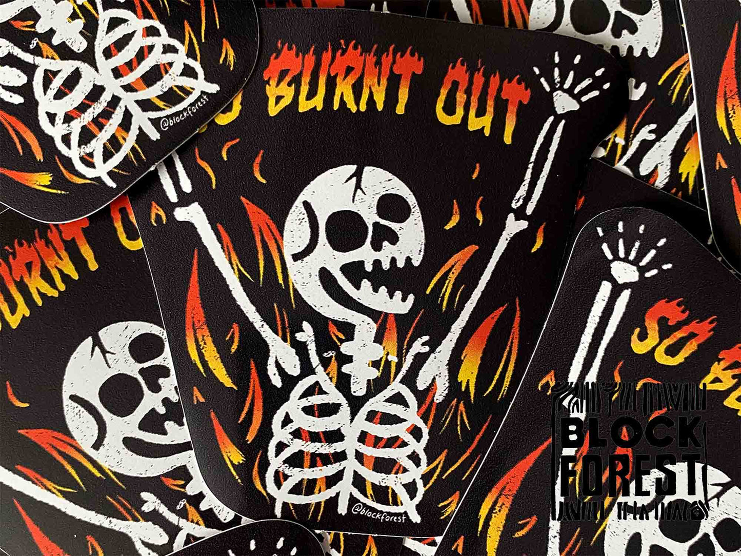 Burnt Out Skeleton Vinyl Sticker
