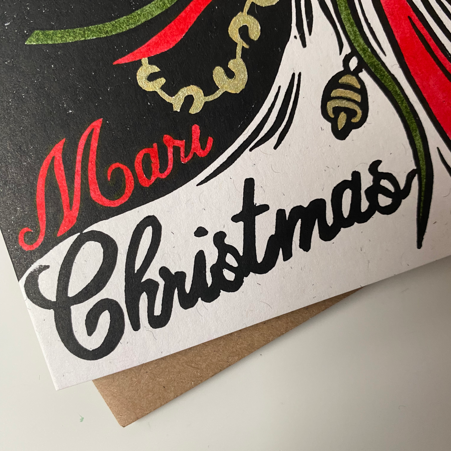 Mari Lwyd- Festive Linocut Greetings Card