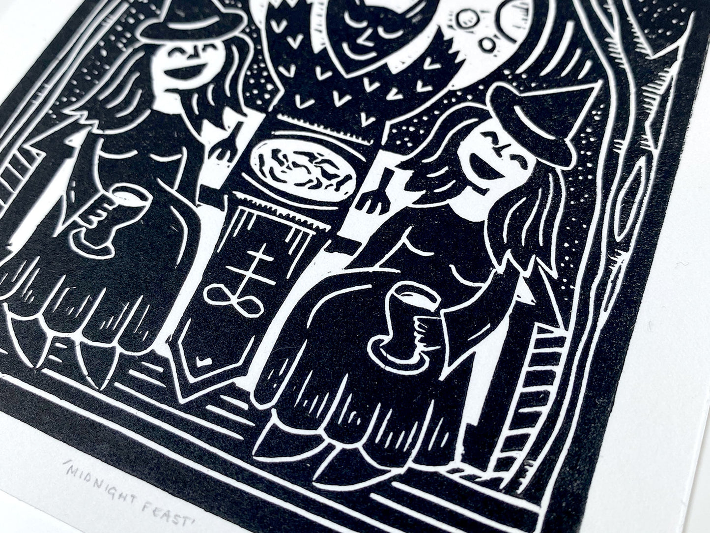 Midnight Feast - Open Edition - Linocut Print