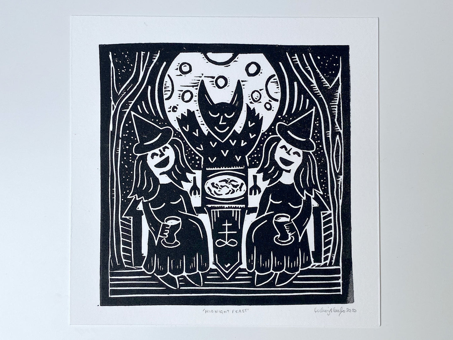 Coven Triptych. Set of Three Linocut Prints