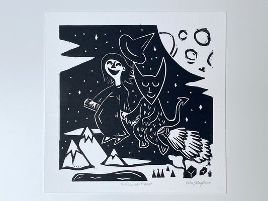 Moonlight Ride - Open Edition - Linocut Print