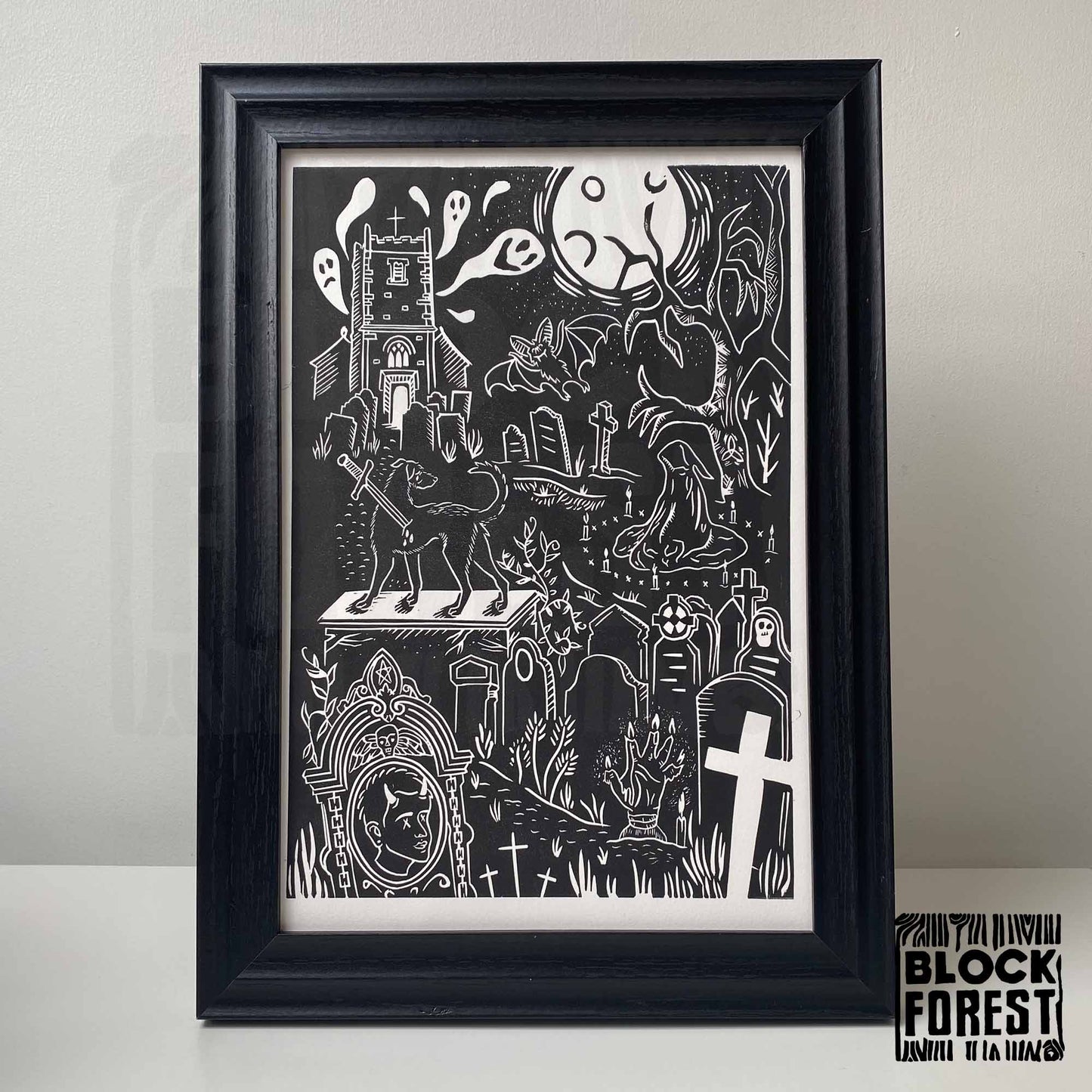 Overgrown Cemetery - Limited Edition - Linocut Print