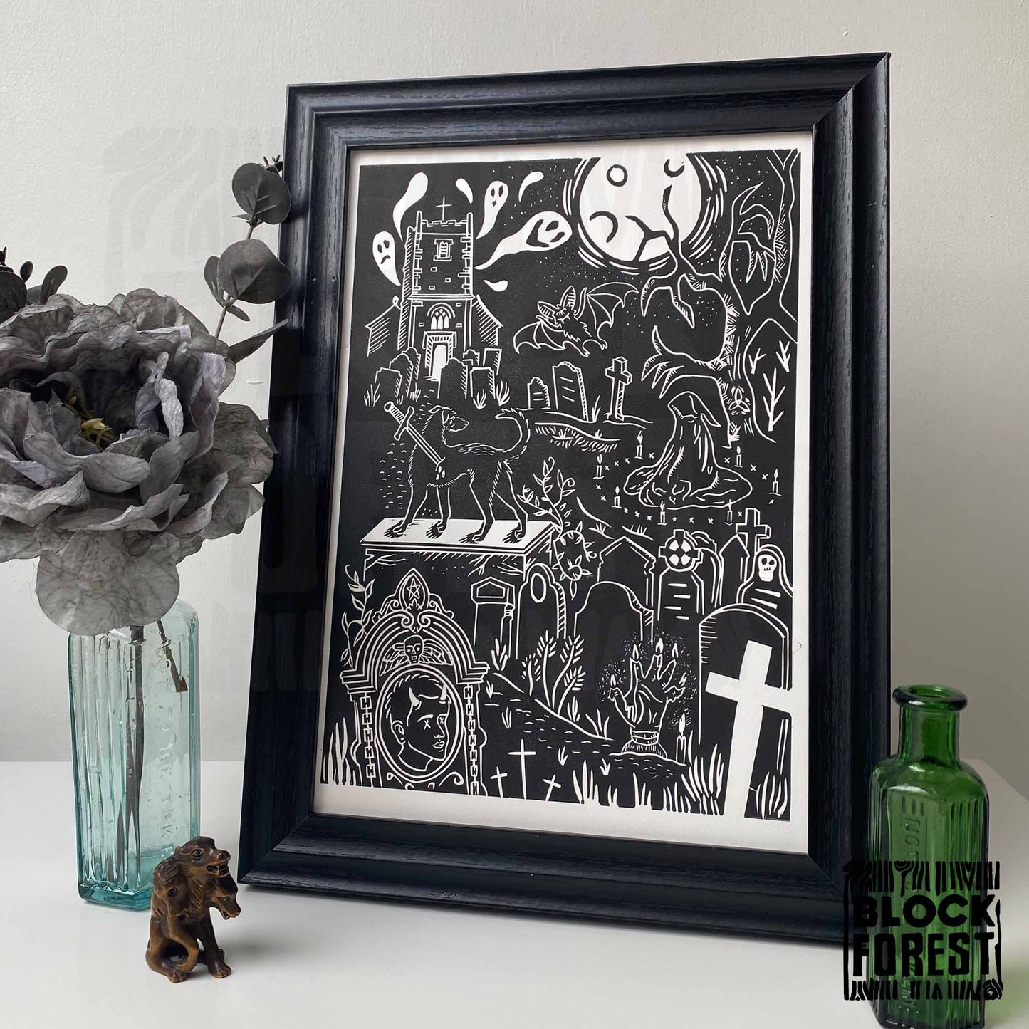 Overgrown Cemetery - Limited Edition - Linocut Print