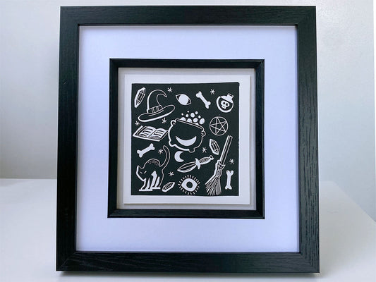 Witchy Pattern - Open Edition - Linocut Print