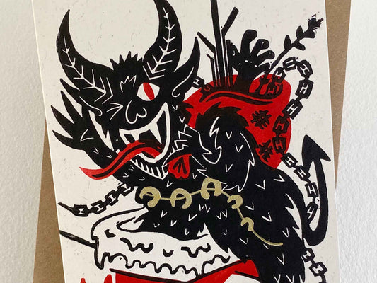 Merry Krampus - Festive Reproduction Print Greetings Card