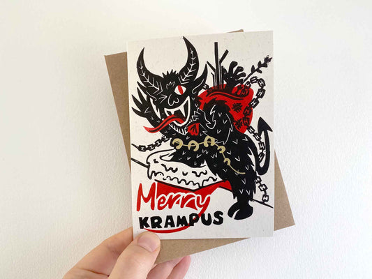 Merry Krampus - Festive Reproduction Print Greetings Card